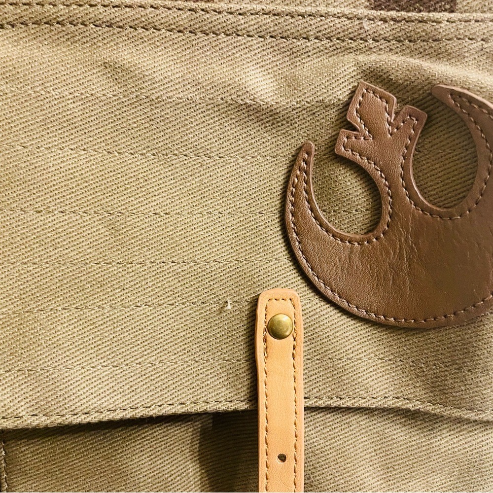 Loungefly Star Wars Rebel Olive Green Canvas Backpack with Brown Accents - Picture 3 of 13